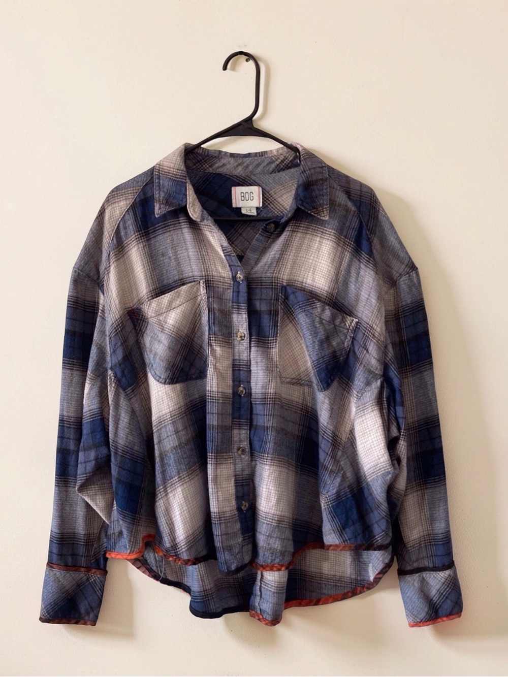 BDG Urban Outfitters Oversized Plaid High-Low Button Down Shirt L